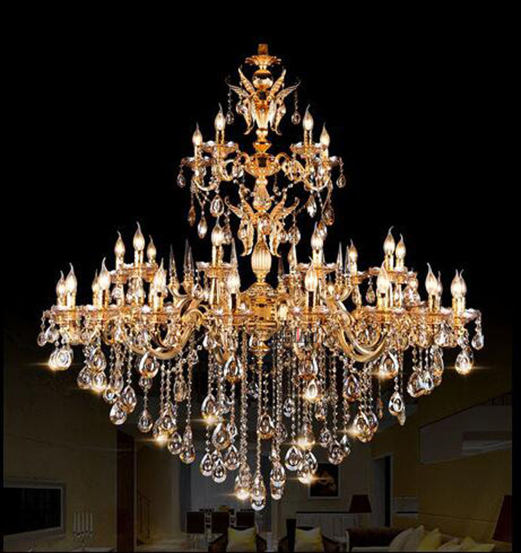 European zinc alloy gold crystal chandeliers pendant lights for the living room corridor of the hotel and villa