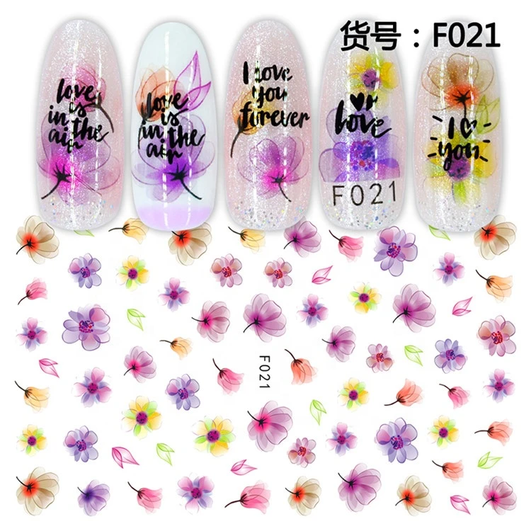 F Series 033-062 3D Nail Sticker Mixed Flower Elegant Sticker Nail Art Adhesive Craft Tips DIY Beauty Charm Nail Art Decorations