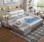 Factory Provided Bed Room Furniture Fashion Customized Modern Sleeping Multi-function Leather Sofa Bed and Baby Cribs Infant Bed