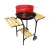 Import Factory Wholesale round shape red windproof with wood table trolley mini charcoal camping bbq grill for outdoor from China