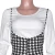Import fall long sleeve white t shirt top with plaid suspender jumpsuit set two piece outfits from China
