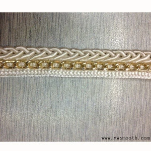 Fashion Gold Chain Lace Trimming Weave Cotton Fabric Garment Accessories