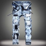Fashion Men Jeans Elastic Slim Fit Ripped Denim Pencil Pants Homme Patches Designer Stretch Hip Hop Trousers