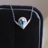 Fashion pendant necklaces14k white gold 0.7ct DEF VS VVS pear cut claw setting pendant light blue lab diamond solitaire necklace