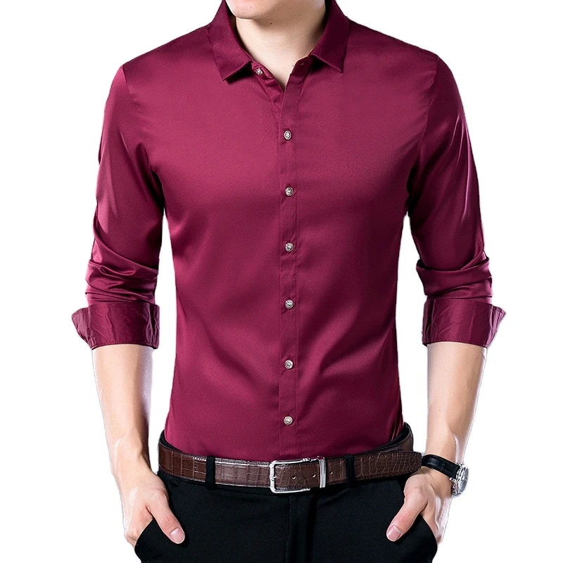 Fashionable formal style man&#x27;s long sleeve plain color wedding uniform shirt