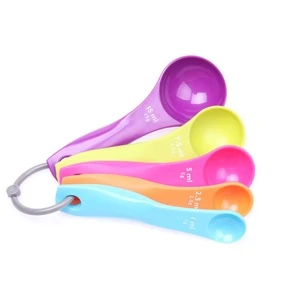five-Piece Multicolor plastic Measuring Spoon Set for Measuring Dry and Liquid Ingredients