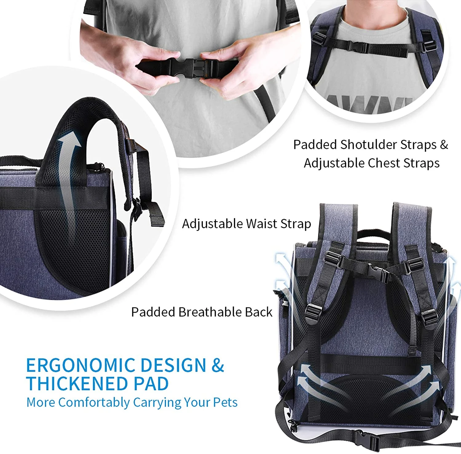 Foldable Breathable designer large cages carriers houses dog pet outing backpack with Inner Safety Leash + Folding Dog Bowl