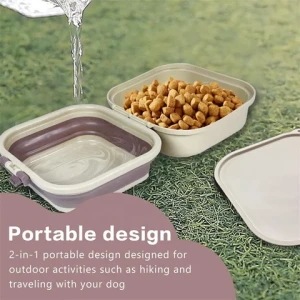 Folding Collapsible Pet Travel Food Storage Container Water Bowl Pet Bowls
