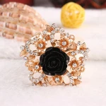For Women Antique Charm Fashion Resin Rose Flower Brooch Pin Birthday Gift Rhinestone Wedding Bridal Flower Brooch