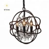 Foucault orb crystal and iron lamp chandelier for supercenter/villa/hotel/coffee shop/restaurant decoration