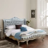 France Antique Crushed Velvet Silver Bed, Indonesian wooden beds, Wooden bed production from Asia