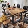 French Style Antique Design Rectangular Solid Wood Top Metal Leg Dining Tables