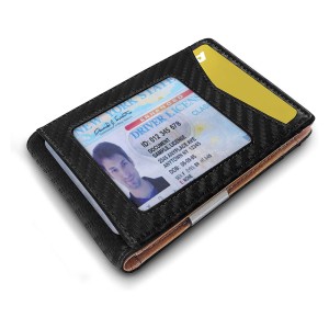 Front Pocket Slim Minimalist Bifold RFID Blocking Mens Custom RFID Leather Wallet With Money Clip