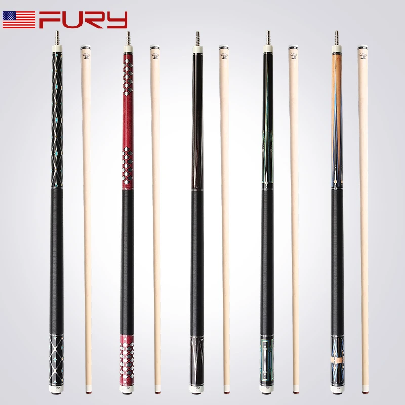 Fury GC series American maple shaft 13mm tip center joint colorful decal butt linen wrap billiard pool cue stick tacos de billar