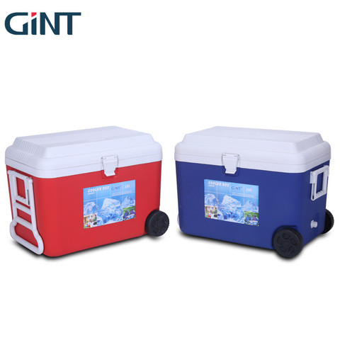 Gint 50L Custom Color EPS Foam Ice Cooler Box Trolley Cool Box with Portable Wheels Handles