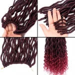 Goddess Wavy Faux Locs Crochet Synthetic Braiding Hair Curly Ends Ombre pre stretched braiding  Hair Braids Crochet Locs Hair