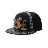 Golden plastic letter rivet baseball hip hop cap fashion fitted cap snapback hat for sale