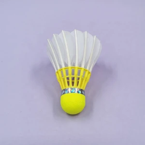 Goose feather professional competition badminton shuttlecock yellow nylon stand Hybrid Badminton Shuttlecock Goose Feather