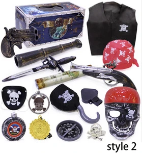 Halloween Fancy Dress Party Cosplay Caribbean Pirates Toys Plastic Sword Pirates Hat Pirate PVC Gun Mask Cosplay Props Black
