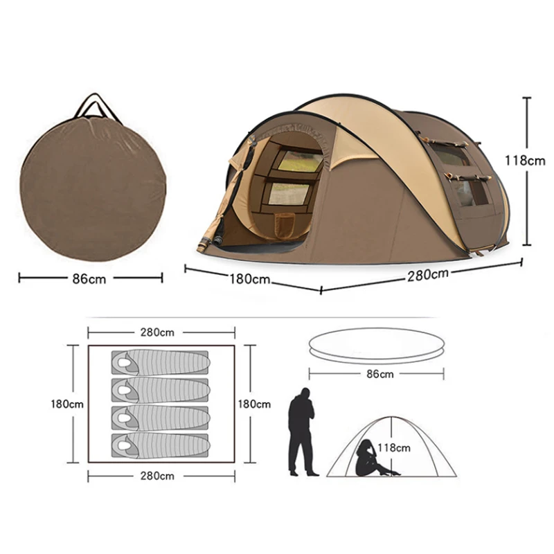 Hand Throw Speed Open Camping Outdoor Beach Waterproof Pop Up Automatic Beach Tent