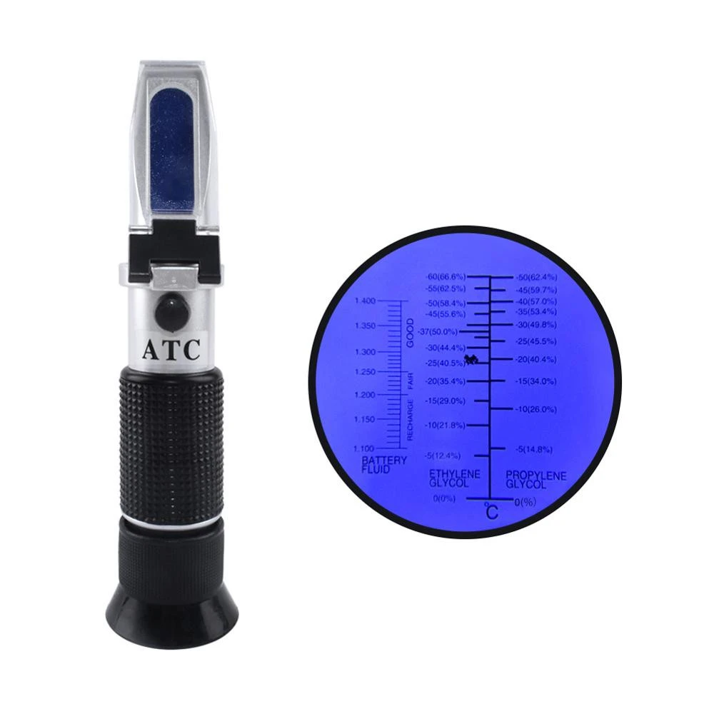 Handheld 0-66.6 Ethylene Glycol 0-62.4 Propylene Glycol Concentration Refractometer for Antifreeze Freezing Point FOR CAR