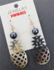 Hawaiian fashion luxury abalone shell palm tree leaf pineapple black pearl teardrop earrings for women jewelry wholesale
