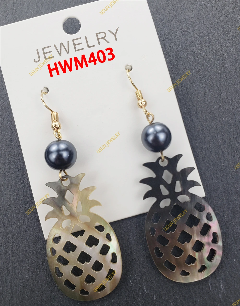 Hawaiian fashion luxury abalone shell palm tree leaf pineapple black pearl teardrop earrings for women jewelry wholesale