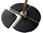 HDPE plastic resin water sand filled 13L umbrella base black fan shape with hooks easy light for outdoor garden patio umbrella