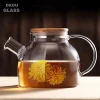 heat resistant pyrex glass tea pots with Bamboo cover and spring strainer ,Blooming flower tea special teapot,chinese supplier