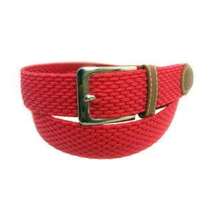 High elasticity fabric braided belt watermelon red no holes, comfortable and breathable woven leather belt