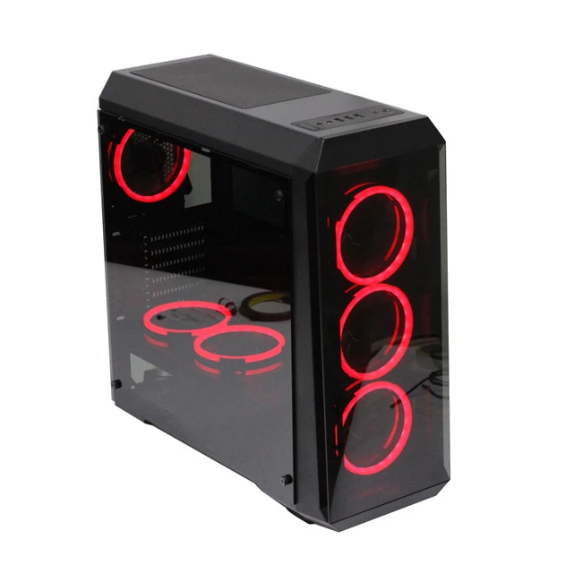 High Quality ATX Gaming Pc Case Fans Mid Tower Computer Case ATX Chassis with RGB ATX PSU Desktop Audio,usb 12cm Fan CE ROHS