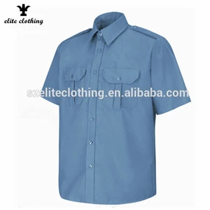 High Quality Custom Logo Plain Blue Security Uniform Shirts