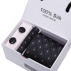High Quality  Custom Strip Fashion Style Stock Polyester&amp;Silk  Neckties Mens Ties Set Box
