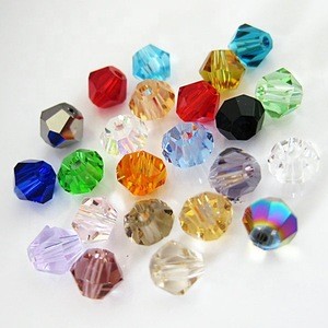 High quality decoration DIY crystal glass bicone beads 3mm 4mm 6mm 8mm 10mm manufacturer