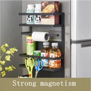 High Quality Kitchen Multi-function Wall-mounted Organizer Fridge Rack Strong Magnetic Spice Plastic Wrap Storage Rack