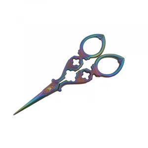High quality paper craft scissors cutting craft fancy coloured titanium plating vintage scissors