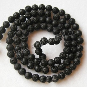 High quality semi-precious stone beads, black lava bead, 6mm stone beads