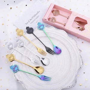High Quantity 410 Stainless Steel Coffee Dessert Creative Golden Colorful Wholesale crown Spoon