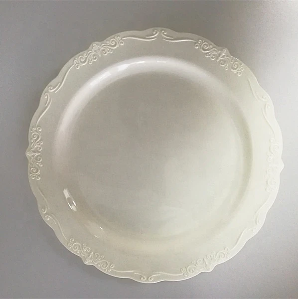 Hot new products Disposable dinner plate Plastic Round Mbossed Plate Set,dinnerware set for wedding