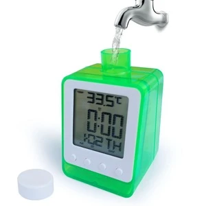 Hot Sale Eco Friendly Water Powered Thermometer Alarm Clock Digital LCD Screen Gift Prize