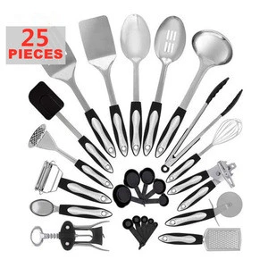 Hot Sale Multipurpose 25 Piece Cooking Tool Sets Kitchenware Gadgets Cookware Utensils Tools Stainless Steel Kitchen Utensil Set