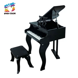 Hot sale musical wooden kids playing piano in black W07C014