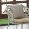 Hot sale outdoor garden rope furniture webbing patio dining rattan chairs and glass table