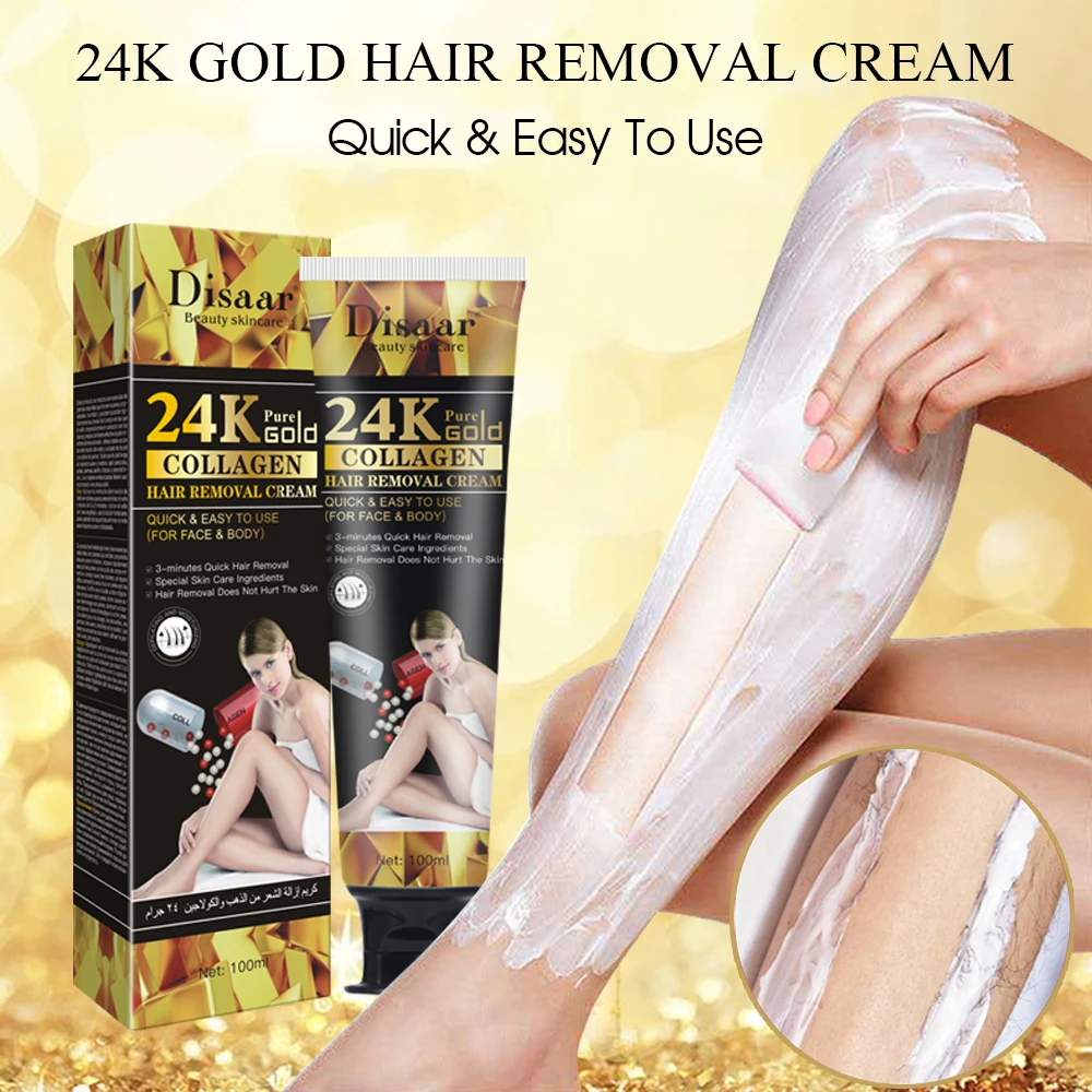 Hot Sale Removal Cream 24K Gold Collagen Depilatory Hair Removal Cream Legs & Body Female