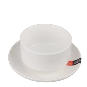 Hot Sale Super White Ceramic Increase the height of the  Saucer Soup Bowl with plate