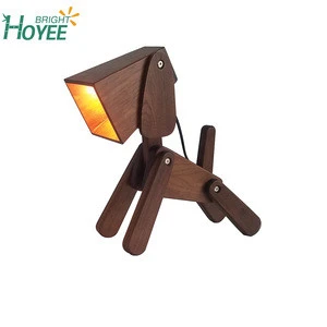 Hot sale wood dog table lamp creative design folding LED Children room lamp