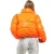 Import Hot Sales PU Leather Short Standard Collar Orange Puffer Jacket Women Winter Bubble Coat from China