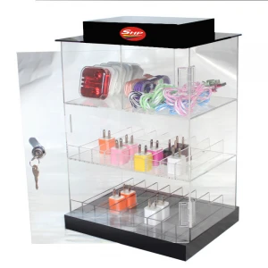 Hot-sell clear 5mm/4mm/3mm acrylic box with lock for digital retail