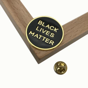 Hot sell Equality badge BLACK LIVES MATTER black gold enamel pin badge
