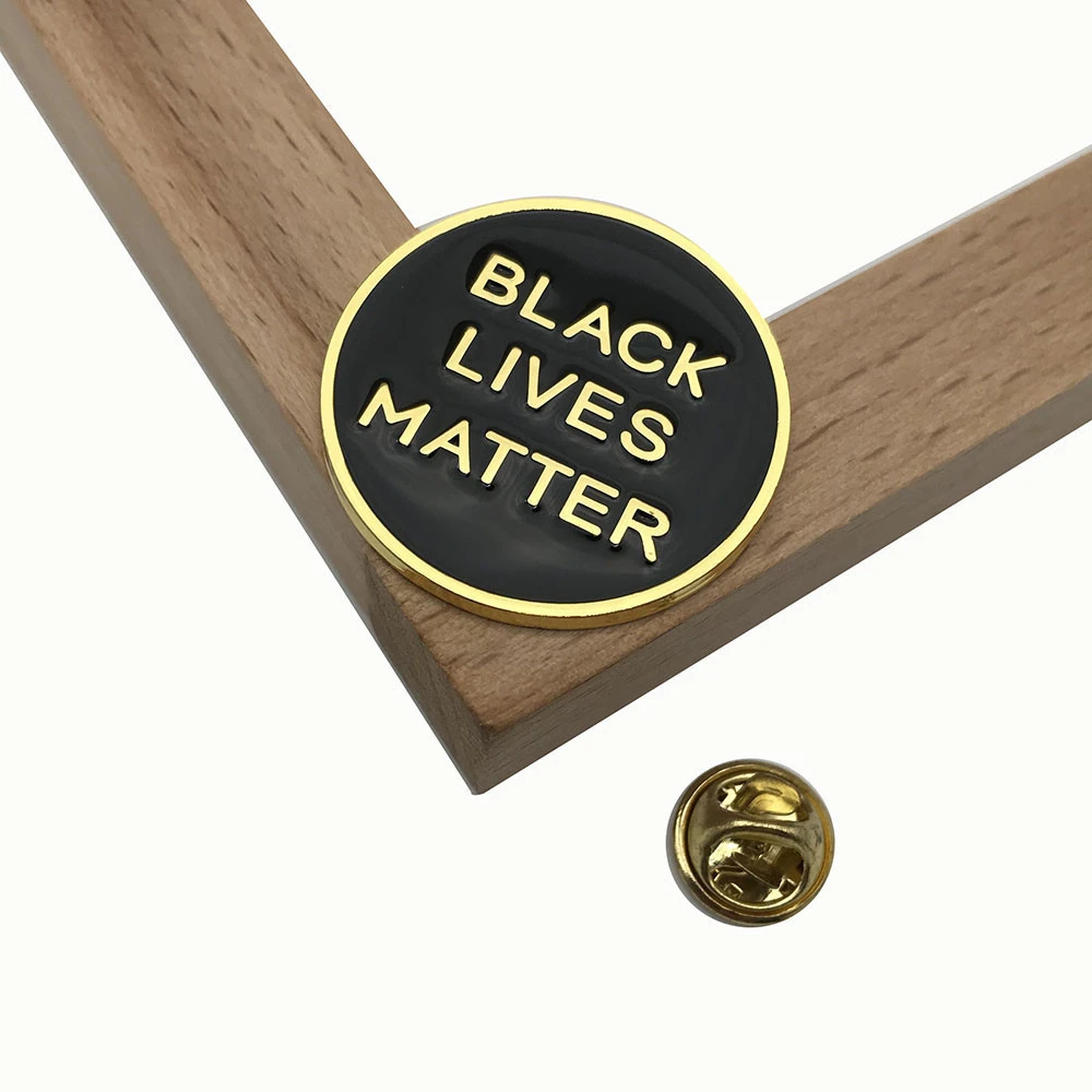 Hot sell Equality badge BLACK LIVES MATTER black gold enamel pin badge